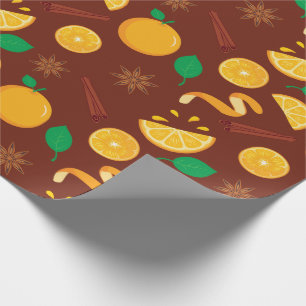 Herfst kaneel, Sinaasappels, Star Anise Naadloze H Cadeaupapier