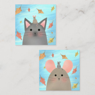 Herfst kat en muis vrienden notitiekaartje
