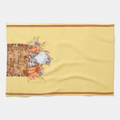 Herfst kat en pompoenen in doos theedoek (Horizontaal)