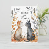 herfst katten bruiloft kaart (Staand voorkant)