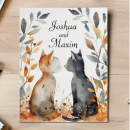 herfst katten bruiloft kaart