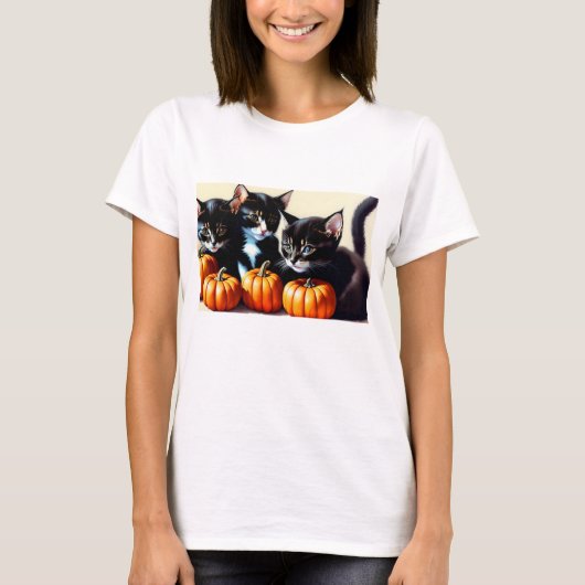 Herfst Kittens met pompoenen T-shirt (Voorkant)