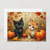 Herfst Kittens Pompoenen en Foliage Feestdagenkaart