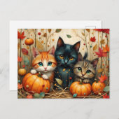Herfst Kittens Pompoenen en Foliage Feestdagenkaart (Voorkant / Achterkant)