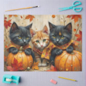 Herfst Kittens Pompoenen en Foliage Tissuepapier (Craft)