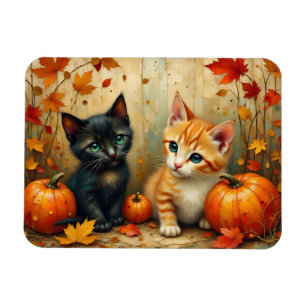 Herfst Kittens Pompoenen en Loof Magneet