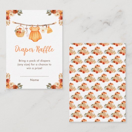 Herfst Kleding Line Meisje Baby shower Luier Raffl Informatiekaartje (Voorkant / Achterkant)