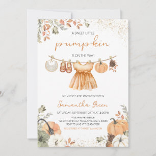 Herfst Kleding Little Pumpkin Baby shower Kaart