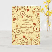 Herfst kleindochter en haar man Jubileum Kaart (Gele Bloem)