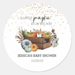 Herfst Kleine Pompoen Aquarel Baby Shower Ronde Sticker