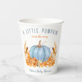 Herfst Kleine Pompoen Blauw Jongen Baby shower Pap Papieren Bekers (Voorkant)