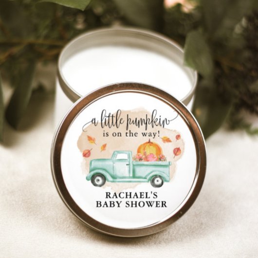 Herfst Kleine Pompoen Boerderij Truck Baby shower Ronde Sticker