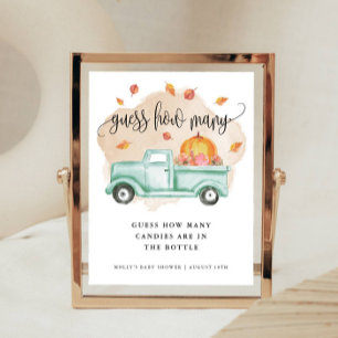 Herfst kleine pompoen Boerderij truck raden hoevee Poster