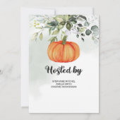 Herfst kleine pompoen groen gebladerte baby shower kaart (Achterkant)