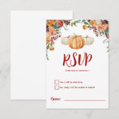 Herfst Kleine Pompoen RSVP-reactiekaart RSVP Kaartje (Voorkant / Achterkant)