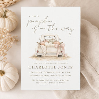 Herfst Kleine Pompoen Vintage Truck Baby Shower Kaart