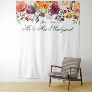 Herfst Kleur Bloem Bruiloft Foto Achtergrond Wandkleed
