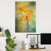 Herfst kleur Ginkgo bladeren Poster (Thuiskantoor)