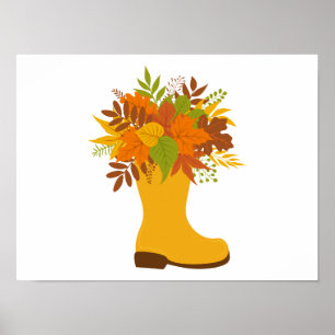 Herfst kleur Planten in laarzen Poster