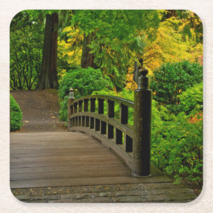 Herfst Kleur, Portland Japanse Tuin Vierkante Kartonnen Onderzetter