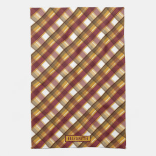 Herfst Kleur Schotse Ruit Patroon & Aangepaste Naa Theedoek