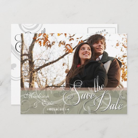 Herfst Kleuren Eenvoudig De datum opslaan Aankondigingskaart (Voorkant / Achterkant)