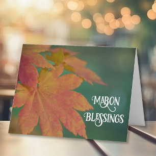 Herfst Kleurige Bladeren Herfst Equinox Mabon Zege Kaart