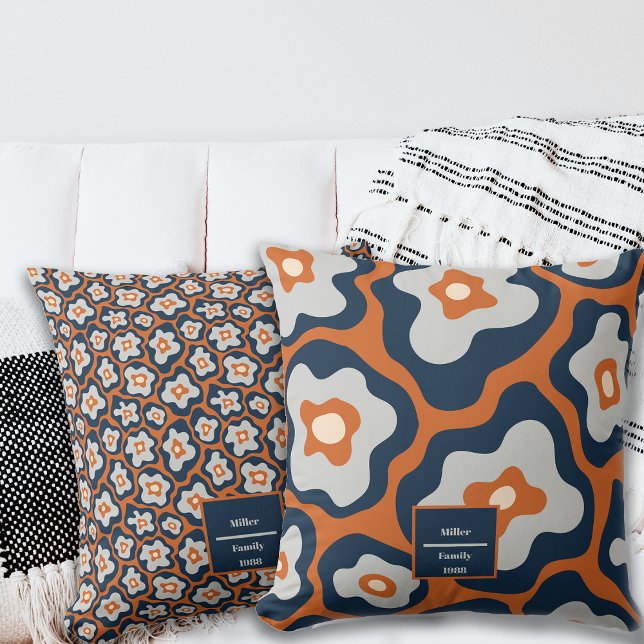 Herfst kobalt blues ei macro bloemen aangepaste na kussen (Creator heeft geüpload)