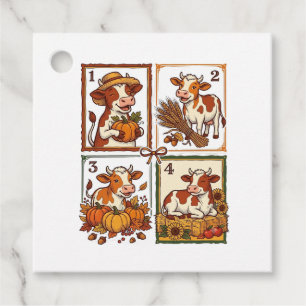 Herfst Koe Kwartet Vintage Patchwork Boerderij Shi Bedankjes Labels