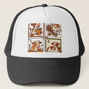 Herfst Koe Kwartet Vintage Patchwork Boerderij Shi Trucker Pet