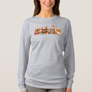 Herfst Koffie Pompoen Kruid Lange Mouw Seizoen Shi T-shirt