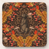 Herfst konijn op bruin bier onderzetter (Voorkant)