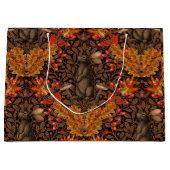 Herfst konijn op bruin groot cadeauzakje (Voorkant)