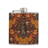 Herfst konijn op bruin heupfles (Voorkant)