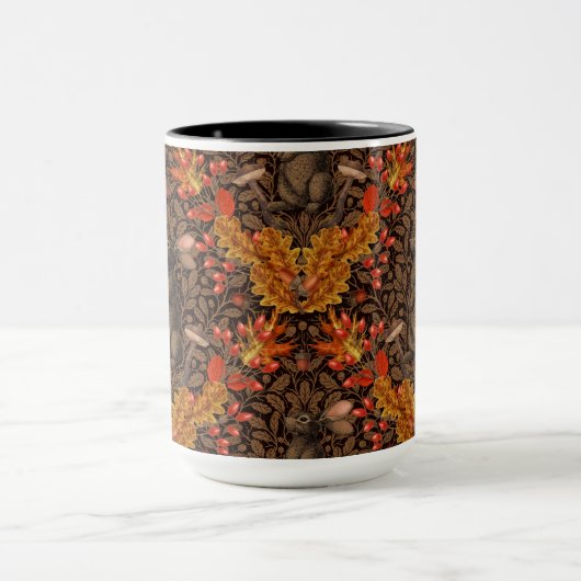 Herfst konijn op bruin mok (Midden)