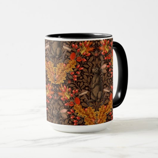 Herfst konijn op bruin mok (Voorkant rechts)