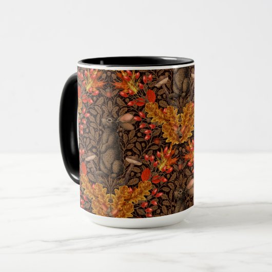 Herfst konijn op bruin mok (Voorkant links)