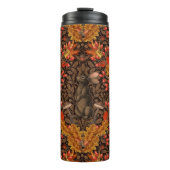 Herfst konijn op bruin thermosbeker (Voorkant)