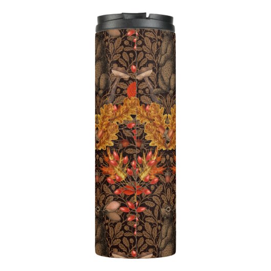 Herfst konijn op bruin thermosbeker (Achterkant)