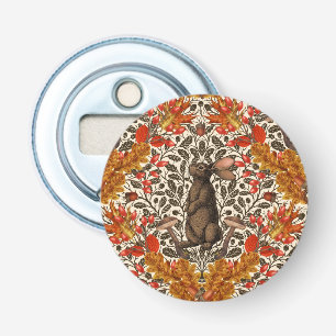Herfst konijn op off white button flesopener