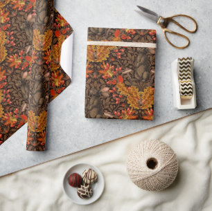 Herfst konijn op off white cadeaupapier