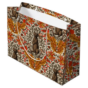 Herfst konijn op off white groot cadeauzakje