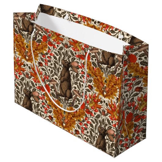 Herfst konijn op off white groot cadeauzakje (Achterkant Gekanteld)
