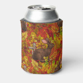 Herfst Konijn op rood Blikjeskoeler (Blikje Achterkant)