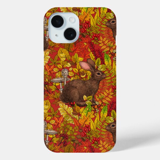 Herfst Konijn op rood Case-Mate iPhone Case (Achterkant)