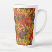 Herfst Konijn op rood Latte Mok (Rechts)