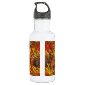 Herfst Konijn op rood Waterfles (Achterkant)