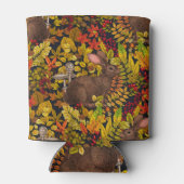 Herfst Konijn op zwart Blikjeskoeler (Achterkant)