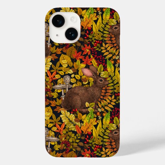 Herfst Konijn op zwart Case-Mate iPhone Case (Achterkant)