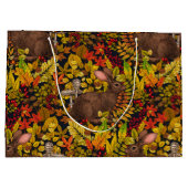 Herfst Konijn op zwart Groot Cadeauzakje (Achterkant)